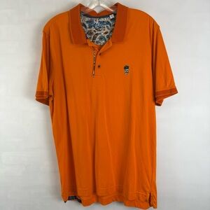 Robert Graham Polo Short Sleeve Skull Size‎ Large Orange Men’s Collared